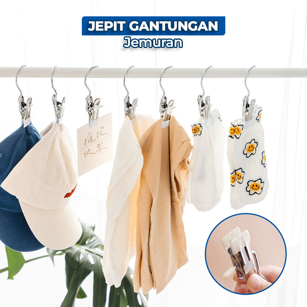 Jepit Gantungan Jemuran Mini Serbaguna Gantungan Baju Jepit Besi / Pants Hanger Clip Stainless Trous
