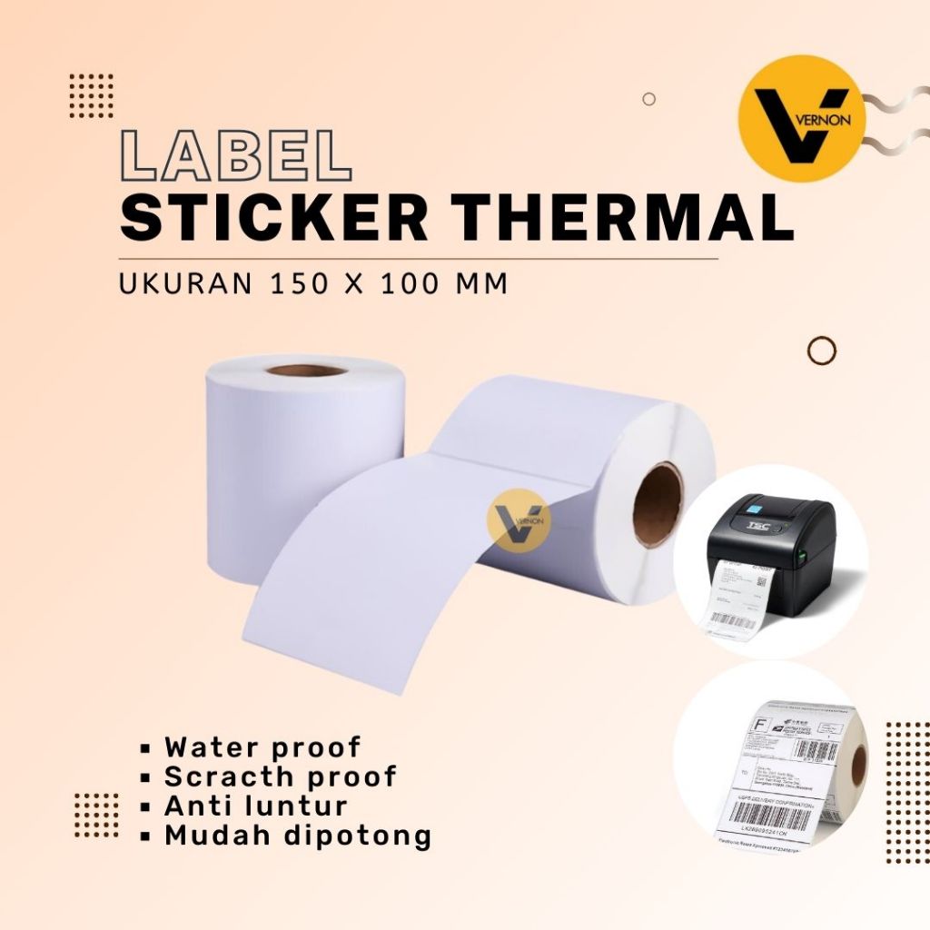 

Label Kertas Sticker Resi Printer Thermal Barcode A6 150 x 100 mm