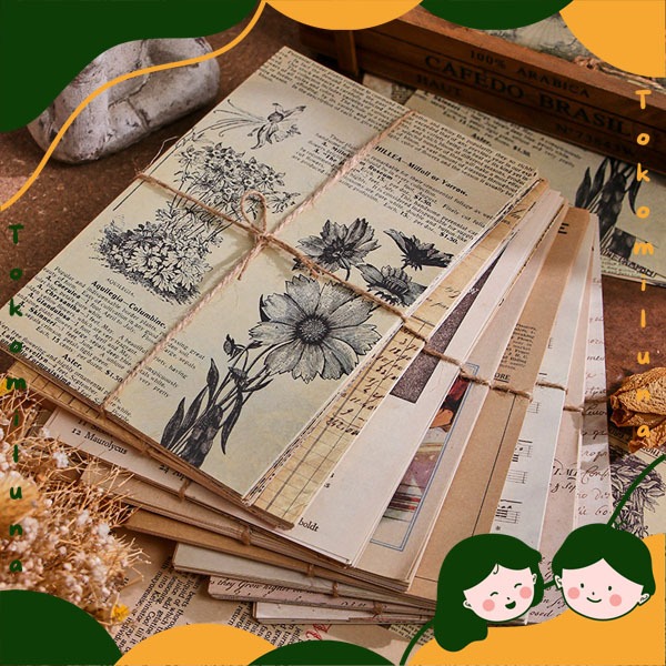 

1 set isi 30 lembar large deco paper vintage retro style diy journaling aesthetic HB1709