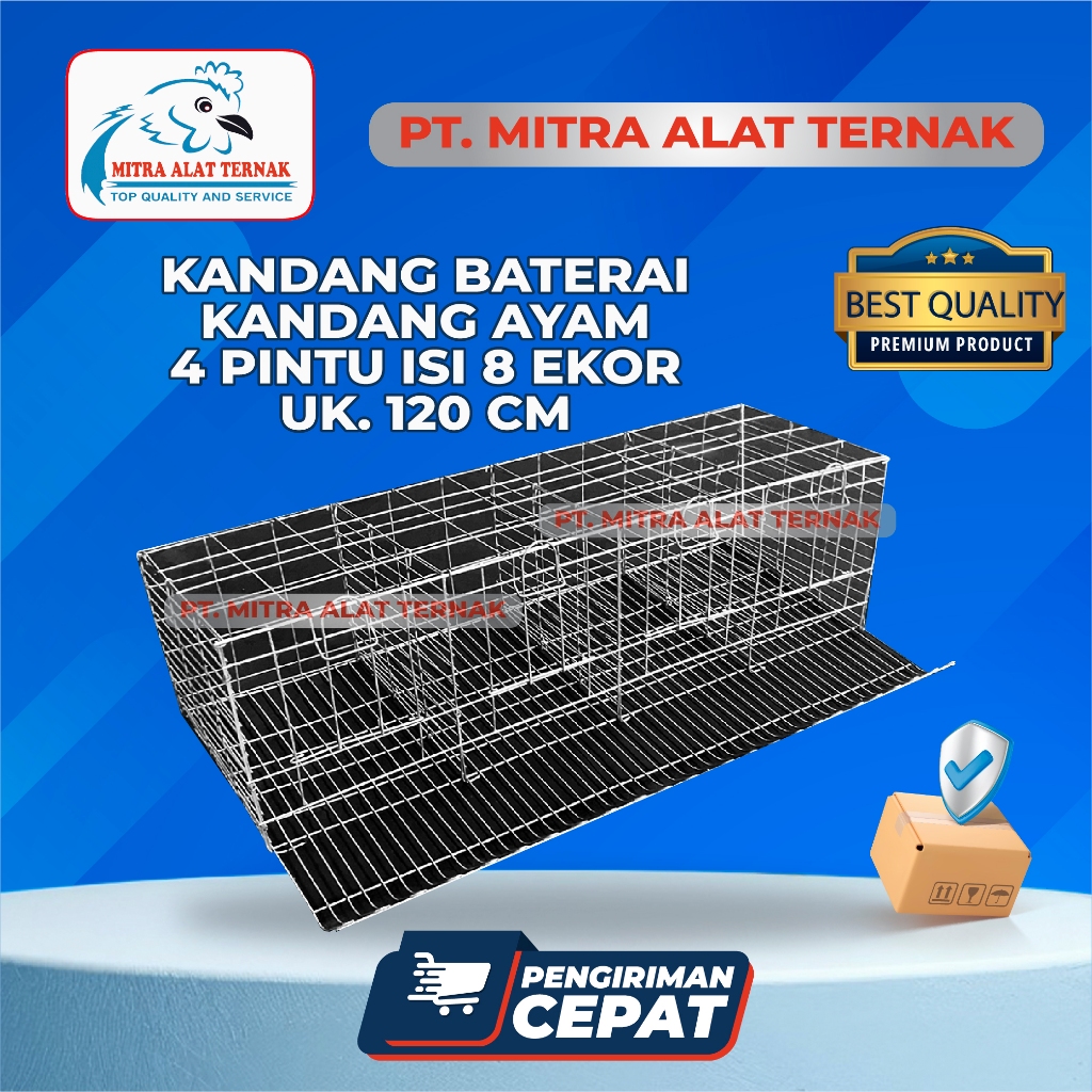 NEW- KANDANG BATERAI / KANDANG AYAM KAWAT AYAM PETELUR 4 PINTU ISI 8 EKOR