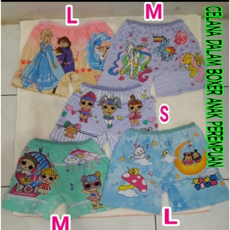CD Boxer Anak Perempuan Merek Jessie & Mike Size, S-M-L - XL