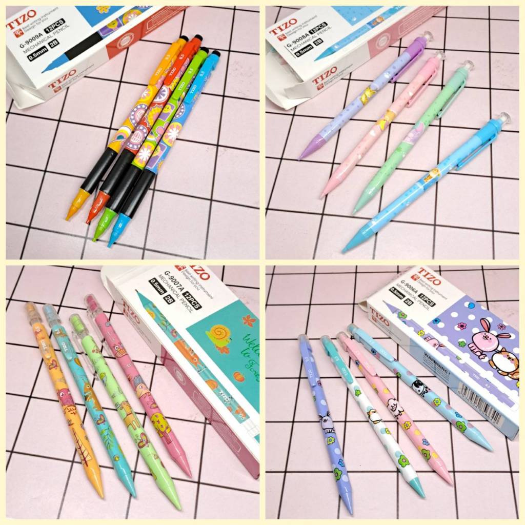 

(12 Pcs) Pensil Mechanik 0,5 mm Tizo Series G-9006A, G-9007A, G-9008A, G-9009A Lucu Aesthetic