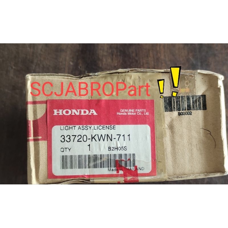 LIGHT ASSY LICENSE HONDA PCX 125 CBU...33720 KWN 901..ORI AHM THAILAND
