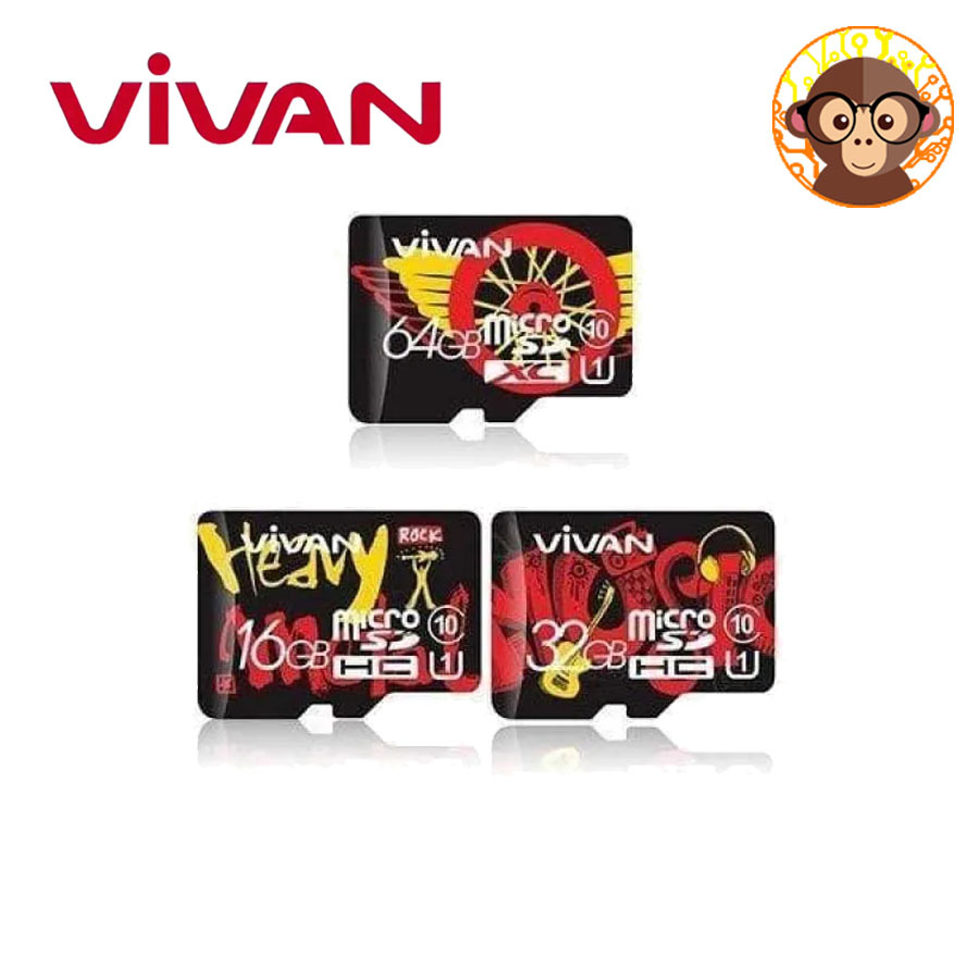 Micro SD VIVAN 16GB / 32GB / 64GB Class 10 TF Card - Black + Red - Garansi Resmi