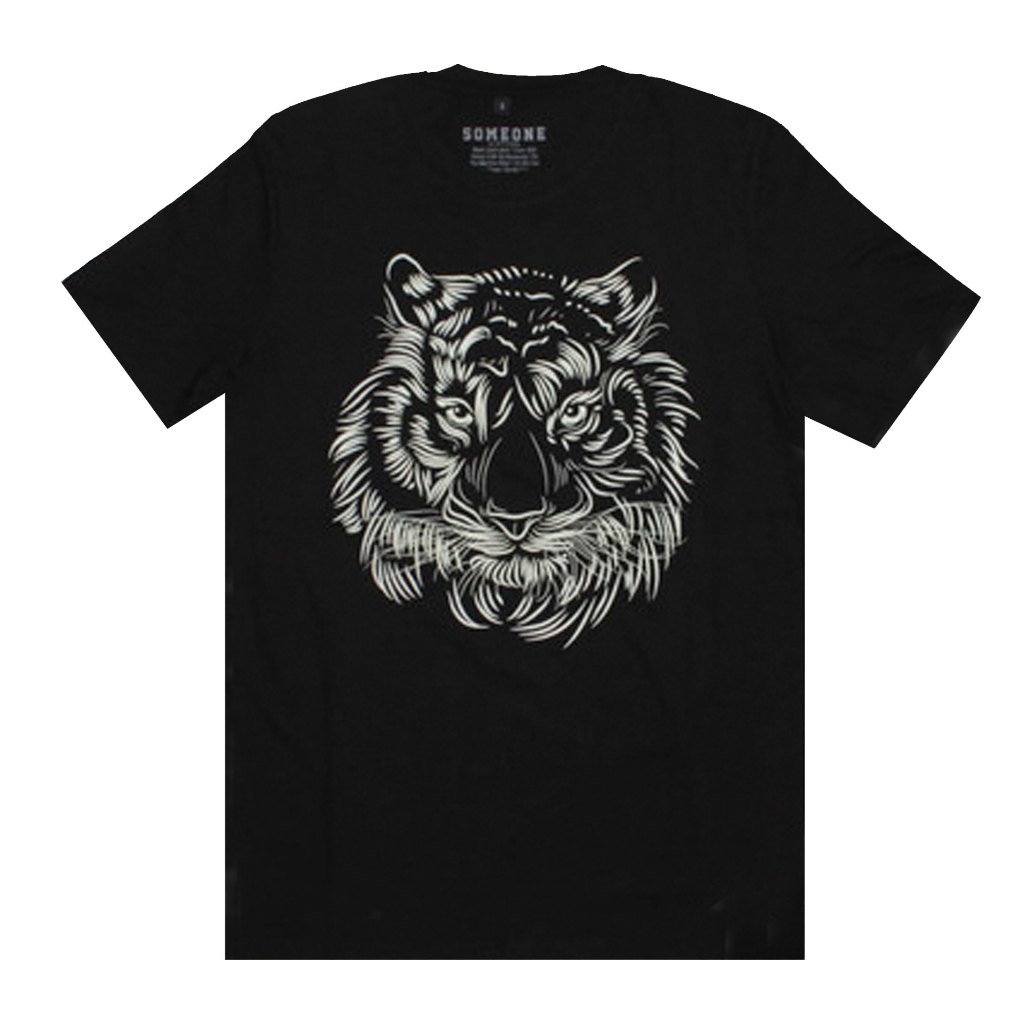 Someone T Shirt Glow In The Dark Black 100D Tiger Line Baju Kaos