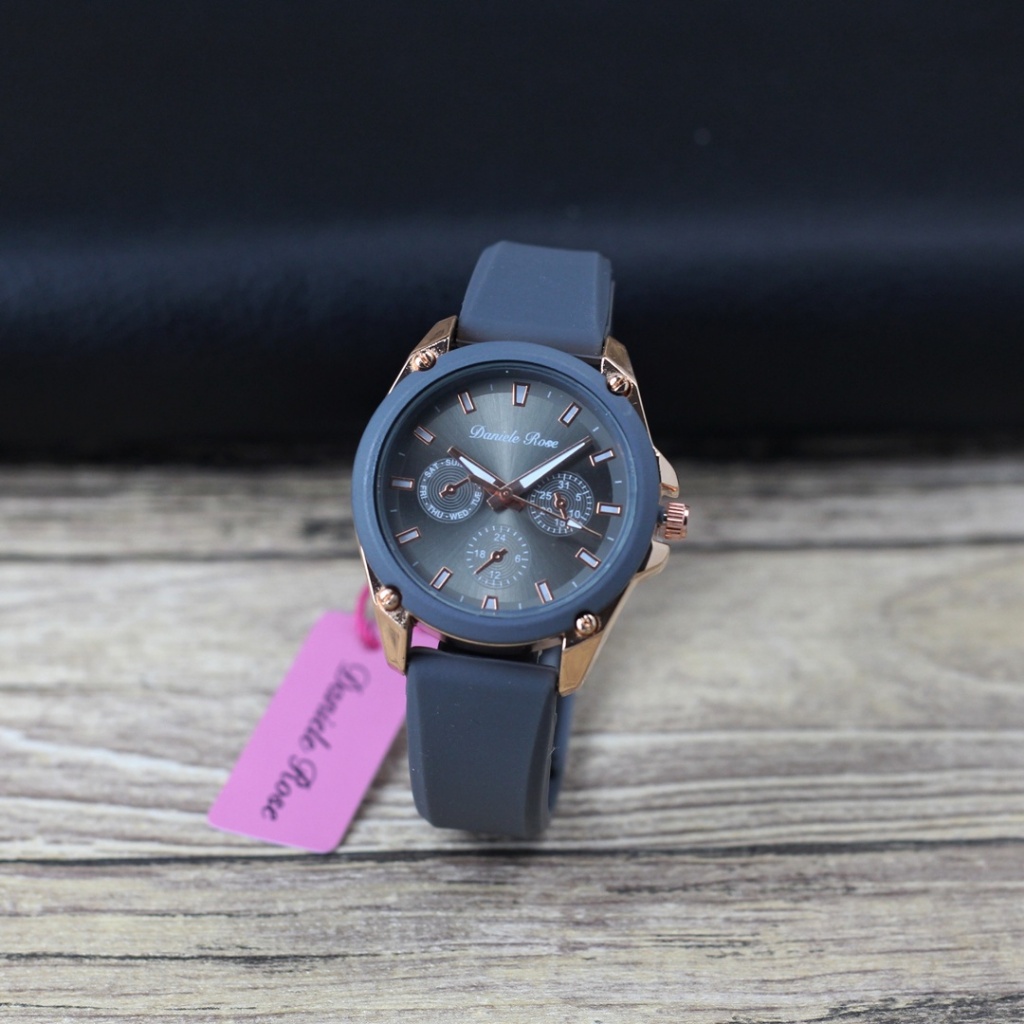 Jam tangan Wanita Daniele rose 8071 tali karet chronograp off analog