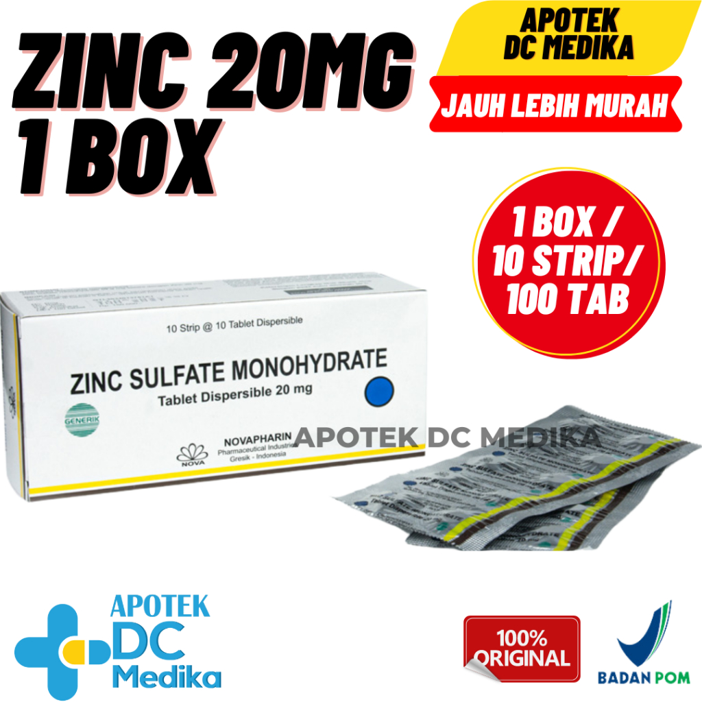 ZINC 20 MG / 1 BOX / 10 STRIP / 100 TABLET / VITAMIN DAYA TAHAN TUBUH