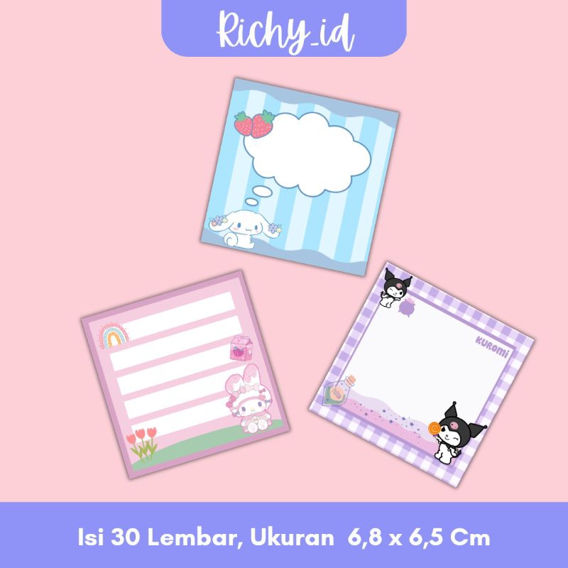 

memopad karakter sanrio / memopad lucu / memopad tanpa lem