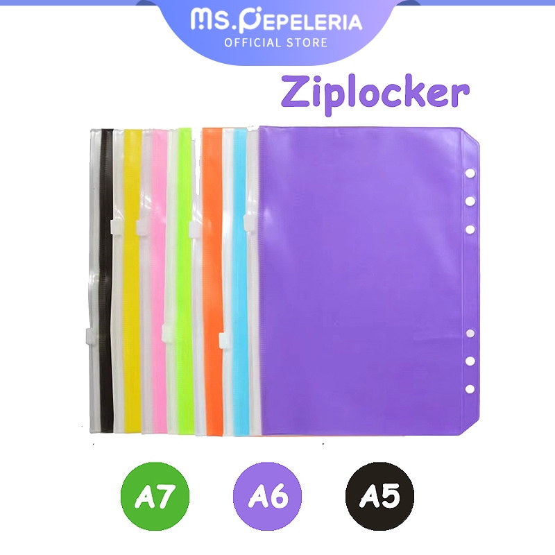 

A7/A6/A5 Kantong Serbaguna Pouch Zipper Ziplock Warna Binder 6 Ring-Ms.Pepeleria