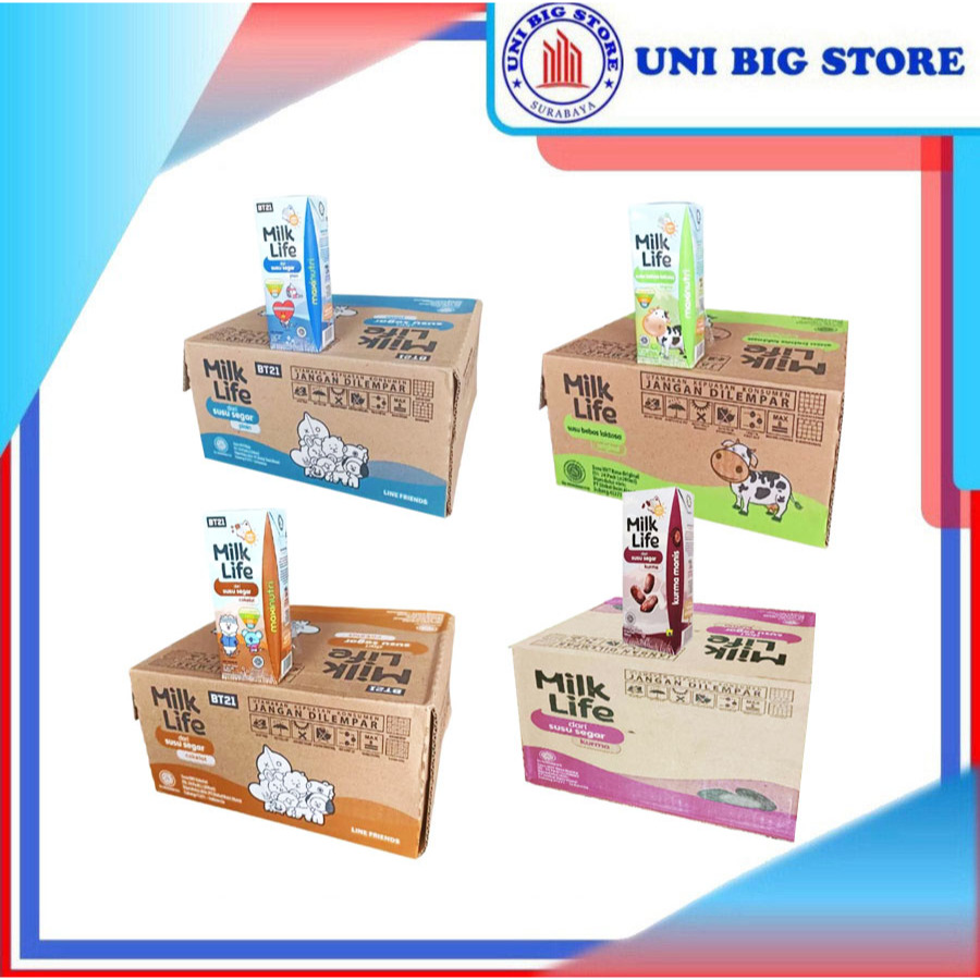 

Milk Life UHT Susu Plain Chocolate Kurma Strawberry Teens 200 ml x 24 pcs DUS