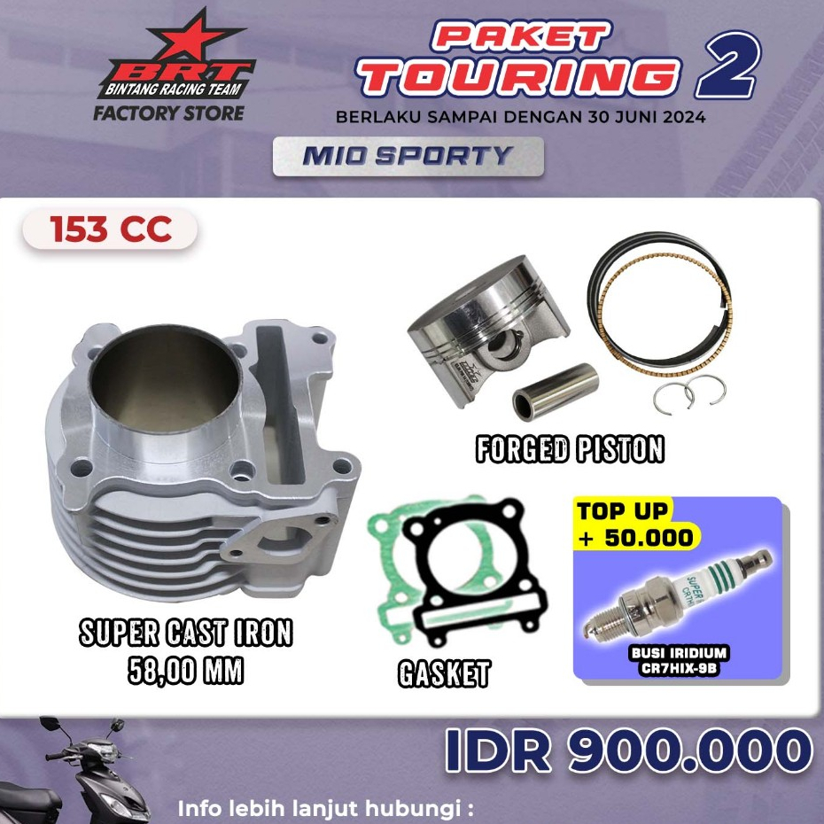 PAKET BLOK + PISTON 58MM CAST IRON MIO SPORTY / MIO NEW / MIO OLD BRT