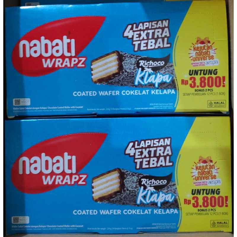 

Nabati Wafer WRAPZ Kelapa ( isi 12 pcs @16gr )