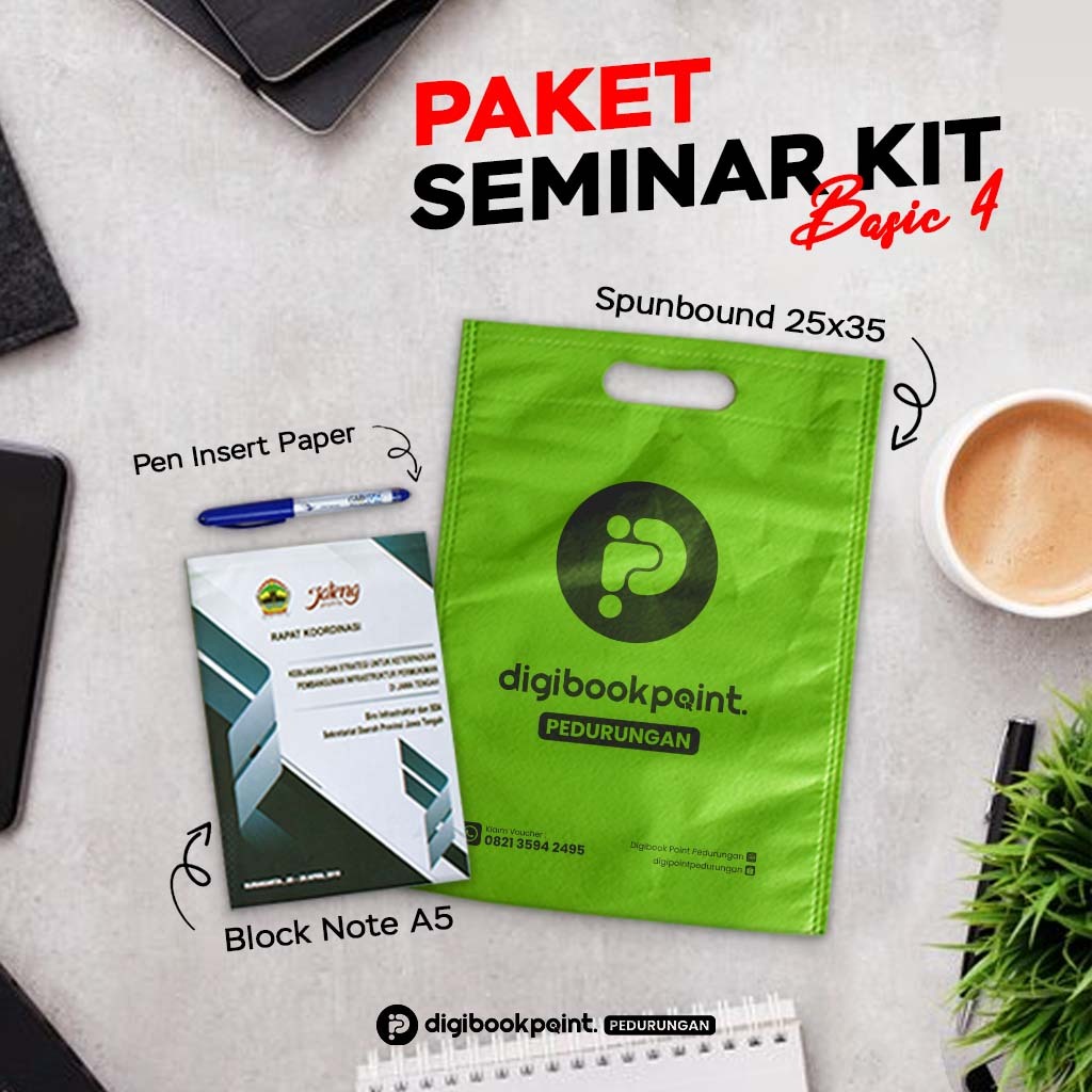 

Paket Seminar Kit Basic 4 Custom - Isi Spundbond, Notebook A5 dan Pulpen