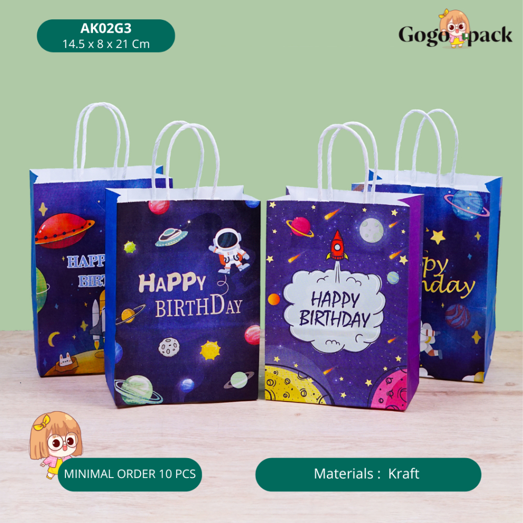 

Paper Bag Birthday / Paper bag Kraft / Tas Kraft Ulang Tahun / Paper Bag Kertas Hadiah Souvenir Ulang Tahun / Tas Goodie Bag Happy Birthday | AK02G3