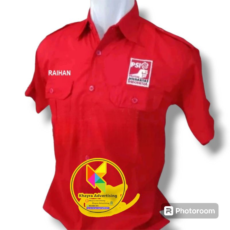 kemeja Partai Psi seragam partai Psi baju partai Psi merah lengan pendek