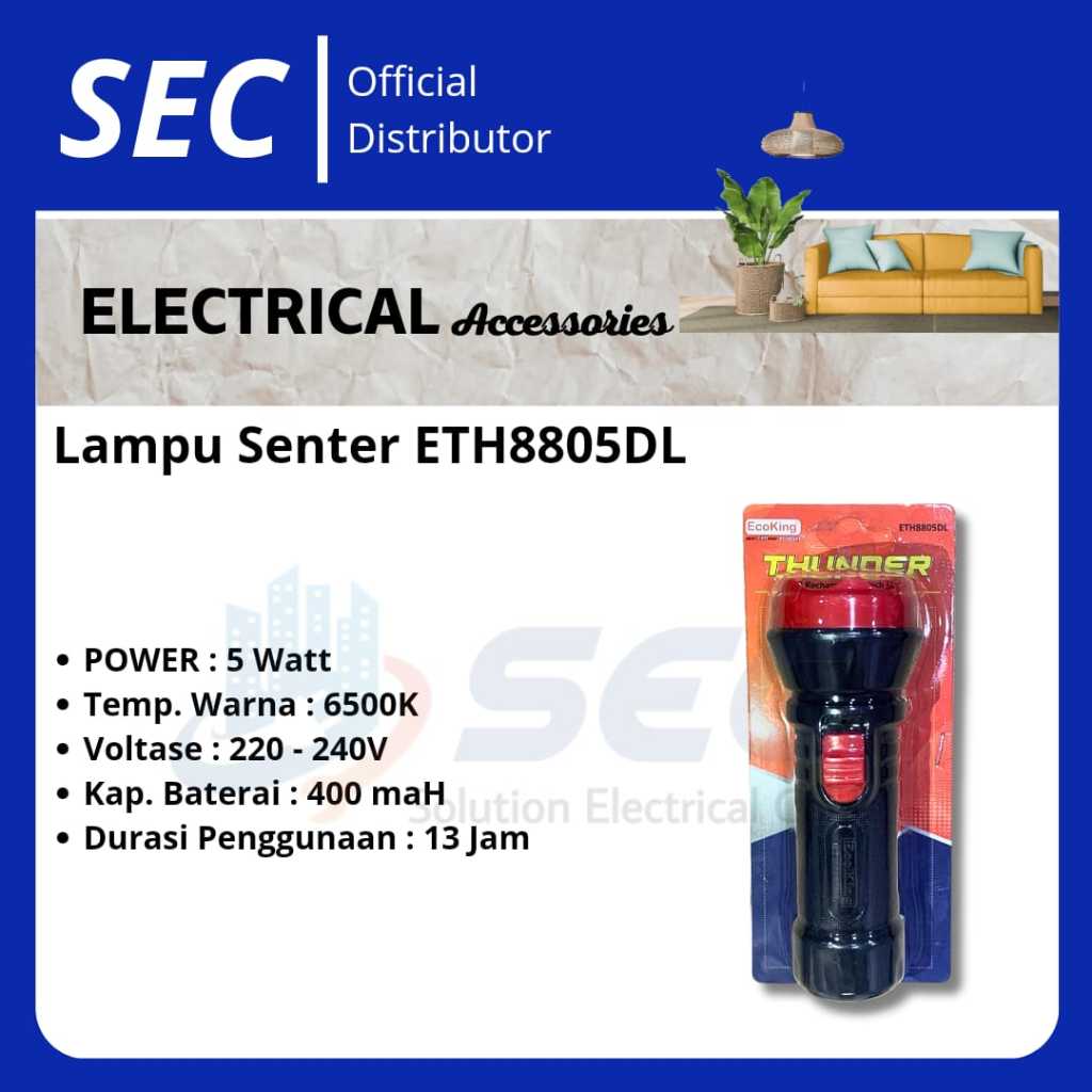 Lampu Senter LED Lampu Emergency Ecoking Thunder ETH8805DL