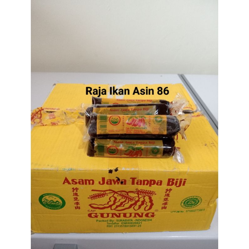 

Asam Jawa Tanpa Biji Cap Gunung 1Dus isi 100Pcs x 150gr / PerDus Asem Madura