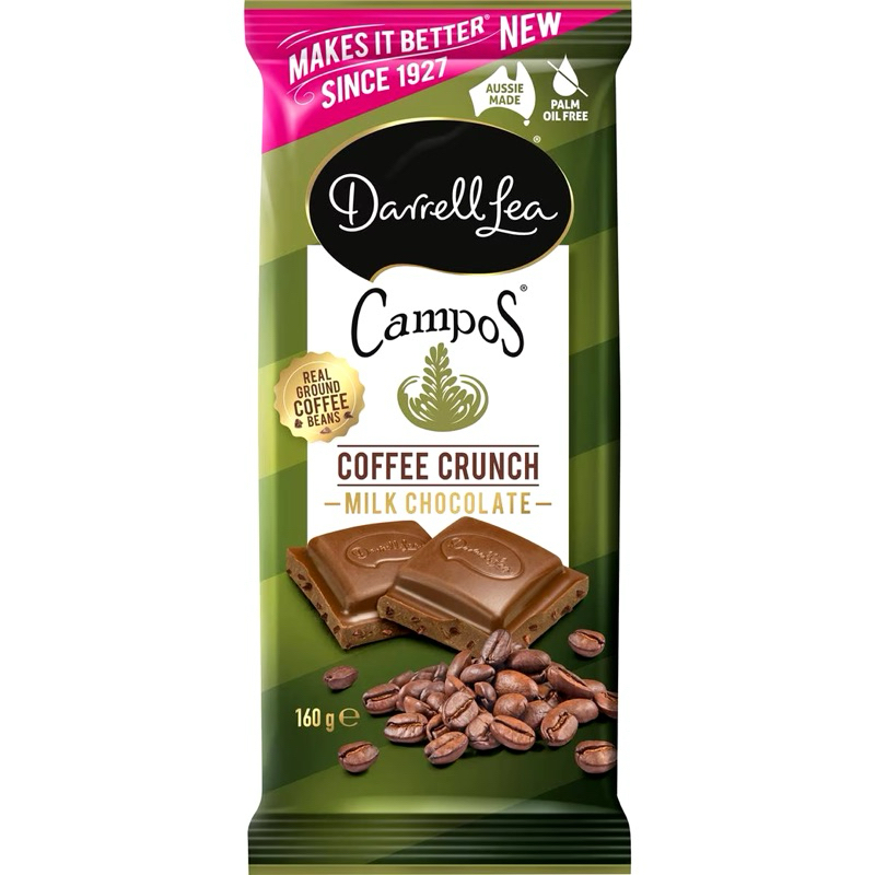 

Darrell Lea Campos Coffee Crunch Chocolate Block 160g - Australia