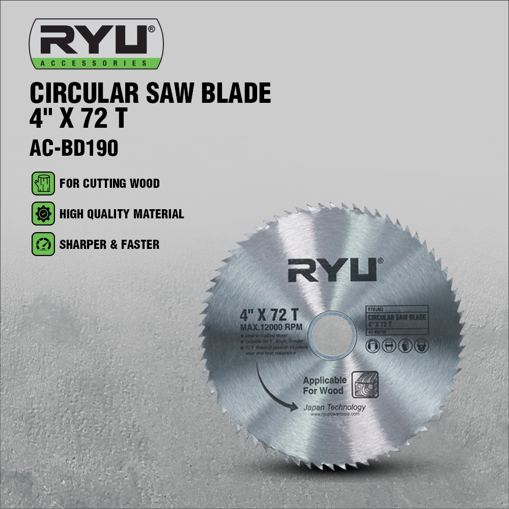 RYU CIRCULAR SAW BLADE 4" X 72 T