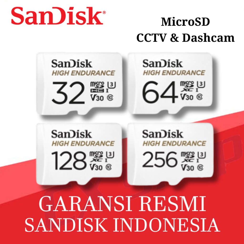SANDISK High Endurance 32GB 64GB 128GB 256GB 100MB/s MicroSDHC - Memori CCTV Dashboard IP Cam