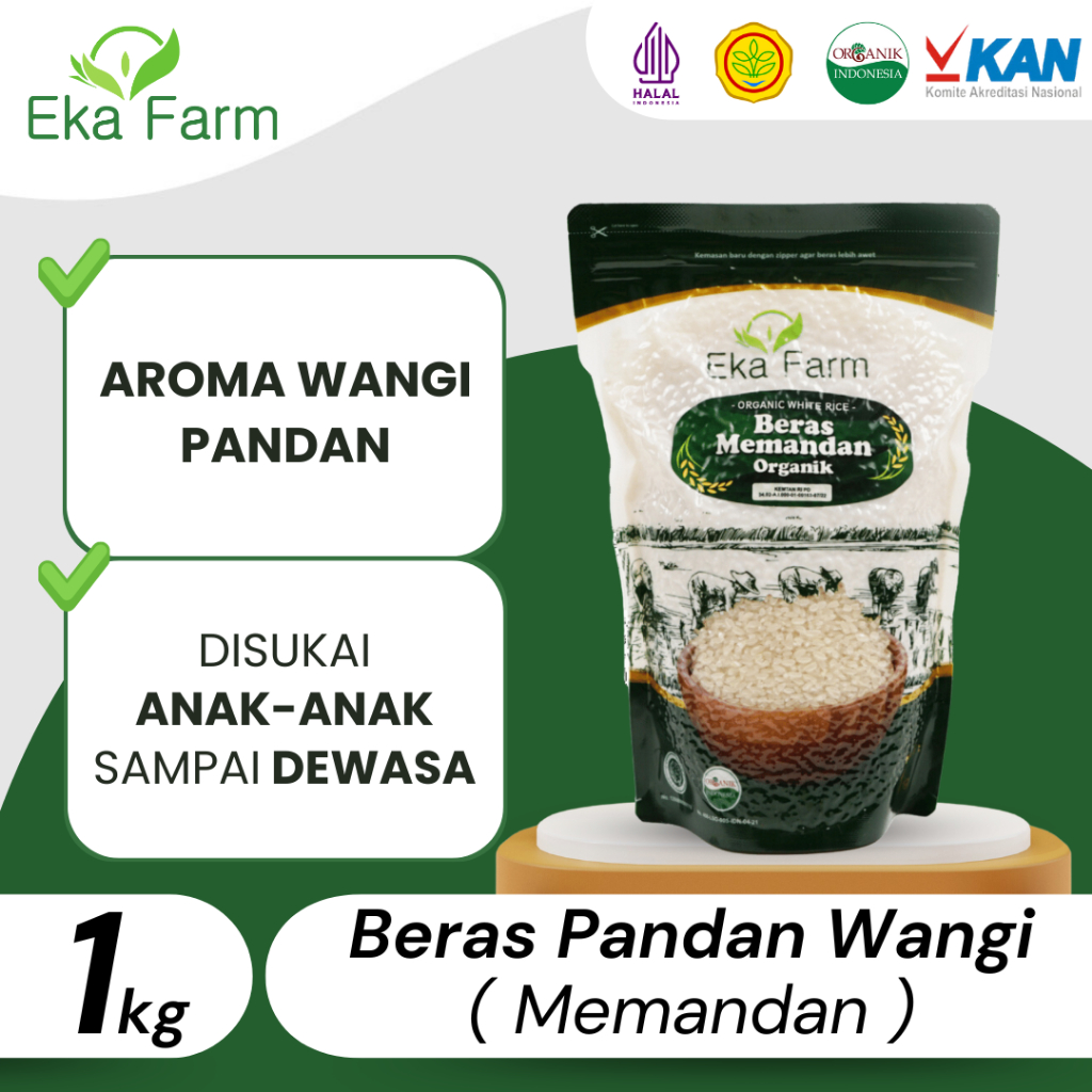 

Beras Pandan Wangi Memandan Organik Kemasan Vakum 1kg - Eka Farm Official