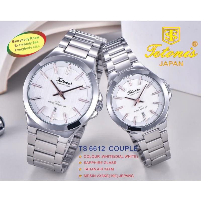Jam tangan pasangan couple original tetonis anti air kaca anti gores bisa COD