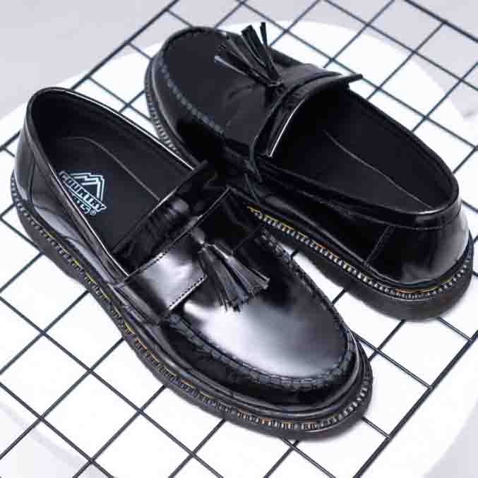 Hedwig Prabu sepatu casual pria slip on formal pantofel tanpa tali hitam original kerja kantoran