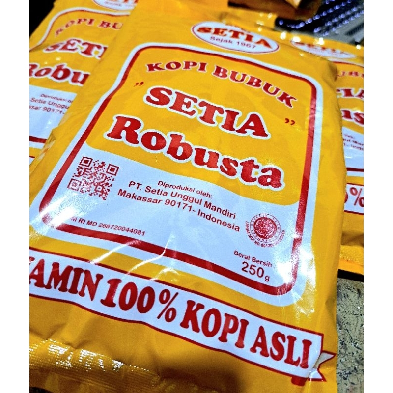 

Kopi SETIA Robusta 250gr - BIJI/BUBUK- Khas Makassar