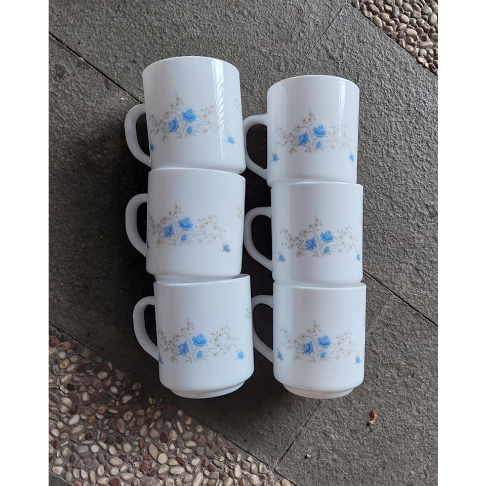 cangkir porcelain susu arcopal france 6 buah NOS