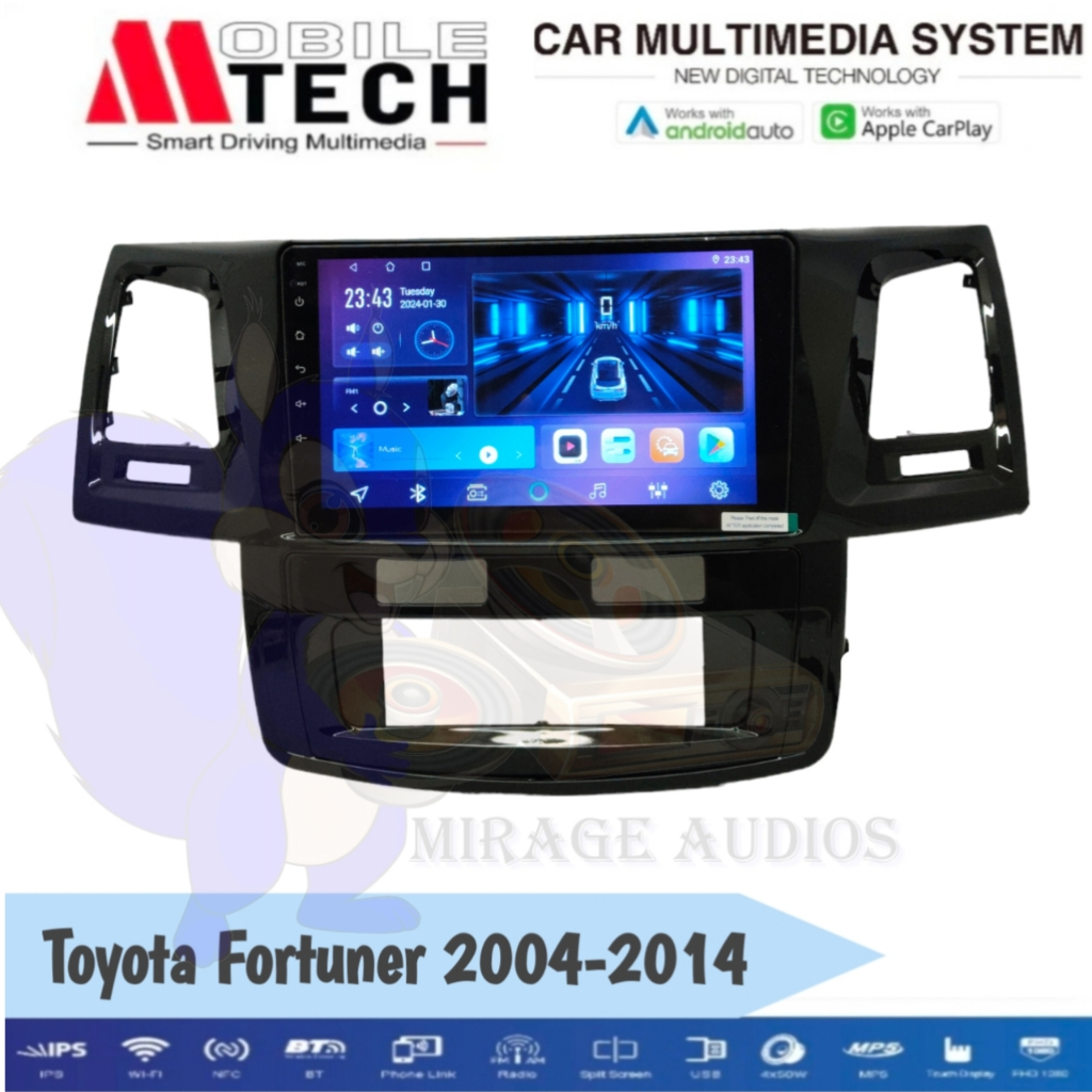 Head Unit Android Mtech For Toyota Fortuner 2004-2014 9 inch