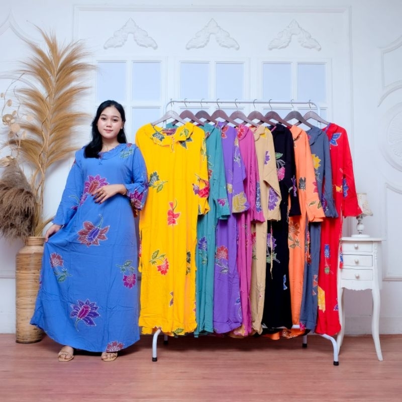 GAMIS MOTIF SUNAN LENGAN  TEROMPET| GAMIS TERBARU MOTIF BATIK