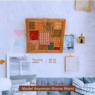 Hiasan Dinding Anyaman Bambu Wall Decor Anyaman Warna Warni