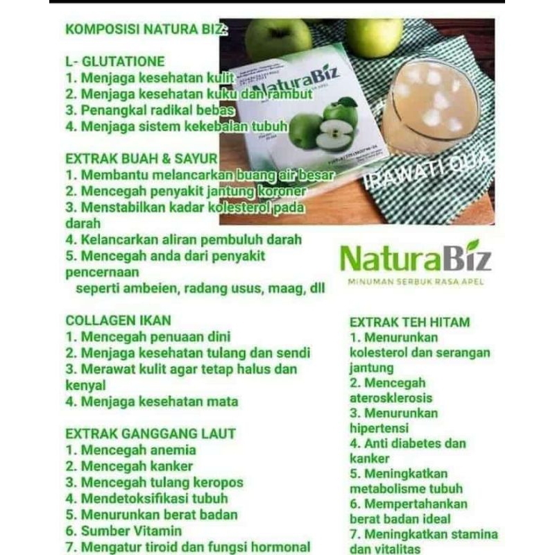 

Natura Biz Apel Hijau minuman serbuk sehat sepaket free member