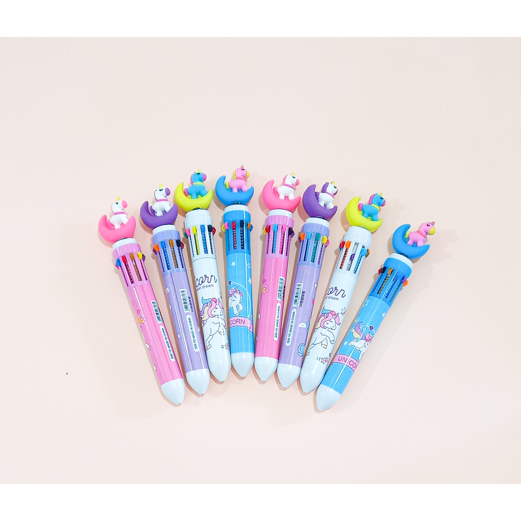 Pulpen 10 warna Unicorn / pena 10 warna karakter / bulpen 10 warna Unicorn