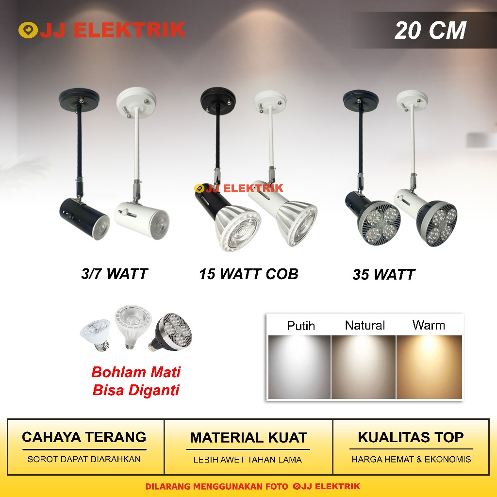 Kap Lampu Sorot Tempel Plafon 20CM E27 3W 5W 7W 12W 15W 35W - LED Spotlight Dekorasi Bisa Ganti Bohl