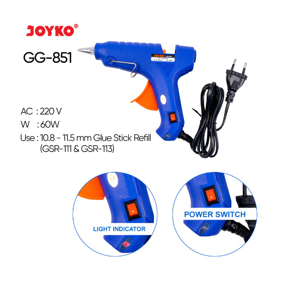 

Glue Gun Lem Tembak Joyko GG 851 60 Watt Dianmeter Lem 10.8 - 11.5 mm Harga Satuan