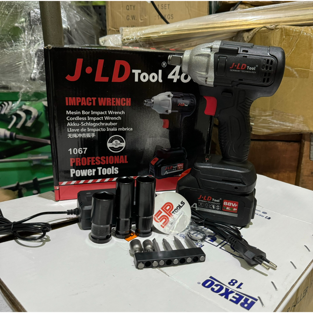 MESIN IMPACT WRENCH CORDLESS CAS BATERAI ALAT BUKA BAUT 88VF JLD TOOL JLD48S 48S