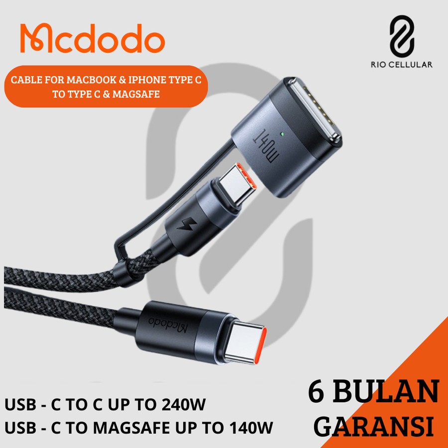 MCDODO Kabel 2in 1 Magsafe 3 + PD3.1 Type C Fast Charging 140W -240W