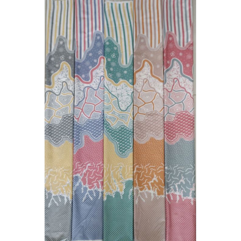 kain batik printing soft pastel motif gelombang garis-garis kain bahan teteron rayon kain trr