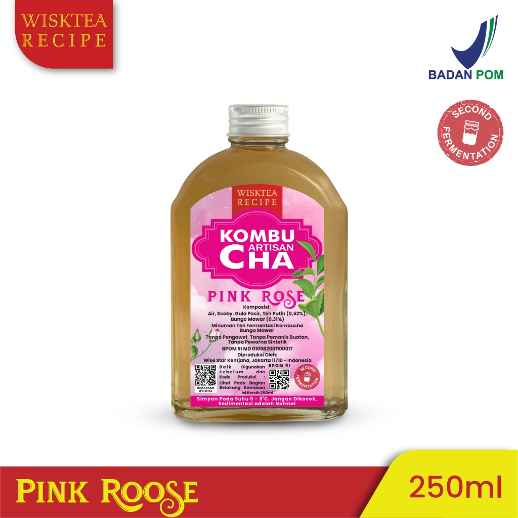 

Wisk Tea Artisan KOMBUCHA PINK ROSE (BUNGA MAWAR) 250ml