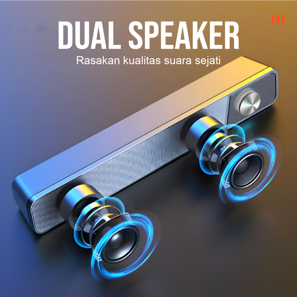 KISONLI - Speaker Laptop / Komputer / PC / CPU Design Long Strip LED - i560-1