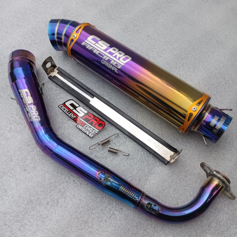 Promo Knalpot Racing Cs Pro Original Model Bulat Bluemoon Pcx 160 Aerox 155 Nmax new Nmax old  Scoop