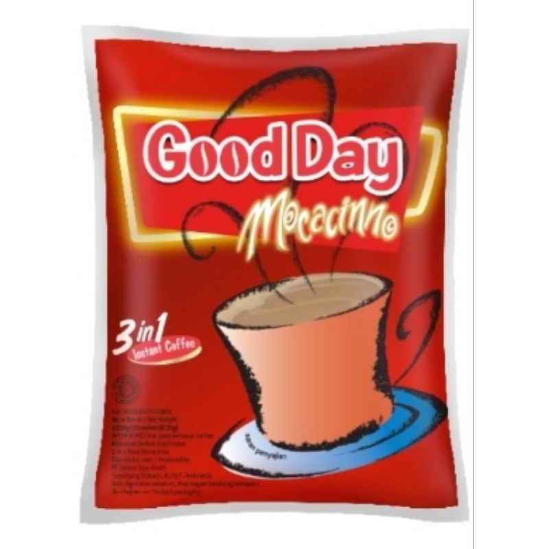 

kopi GoodDay mocacinno harga 1 renteng x 20gr x 10 sachet