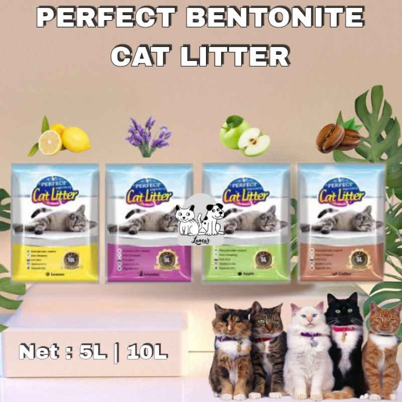 PERFECT Bentonite Cat Litter / Pasir Kucing Gumpal Wangi 5L