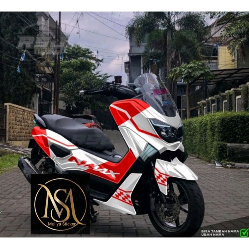 stiker decal nmax old full body variasi terbaru merah putih glosy