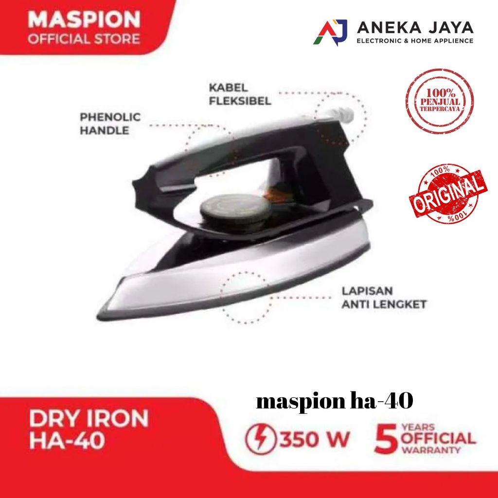 MASPION SETRIKA LISTRIK HA-40 / SETRIKA MASPION HA 40