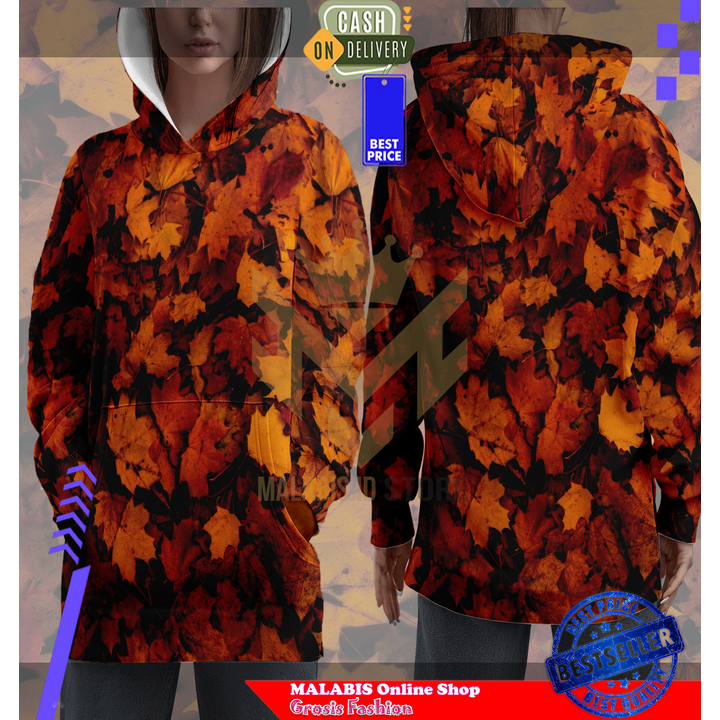 Jaket Hoodie Leaf FULLPRINTING Wanita Premium Terbaru Art 1