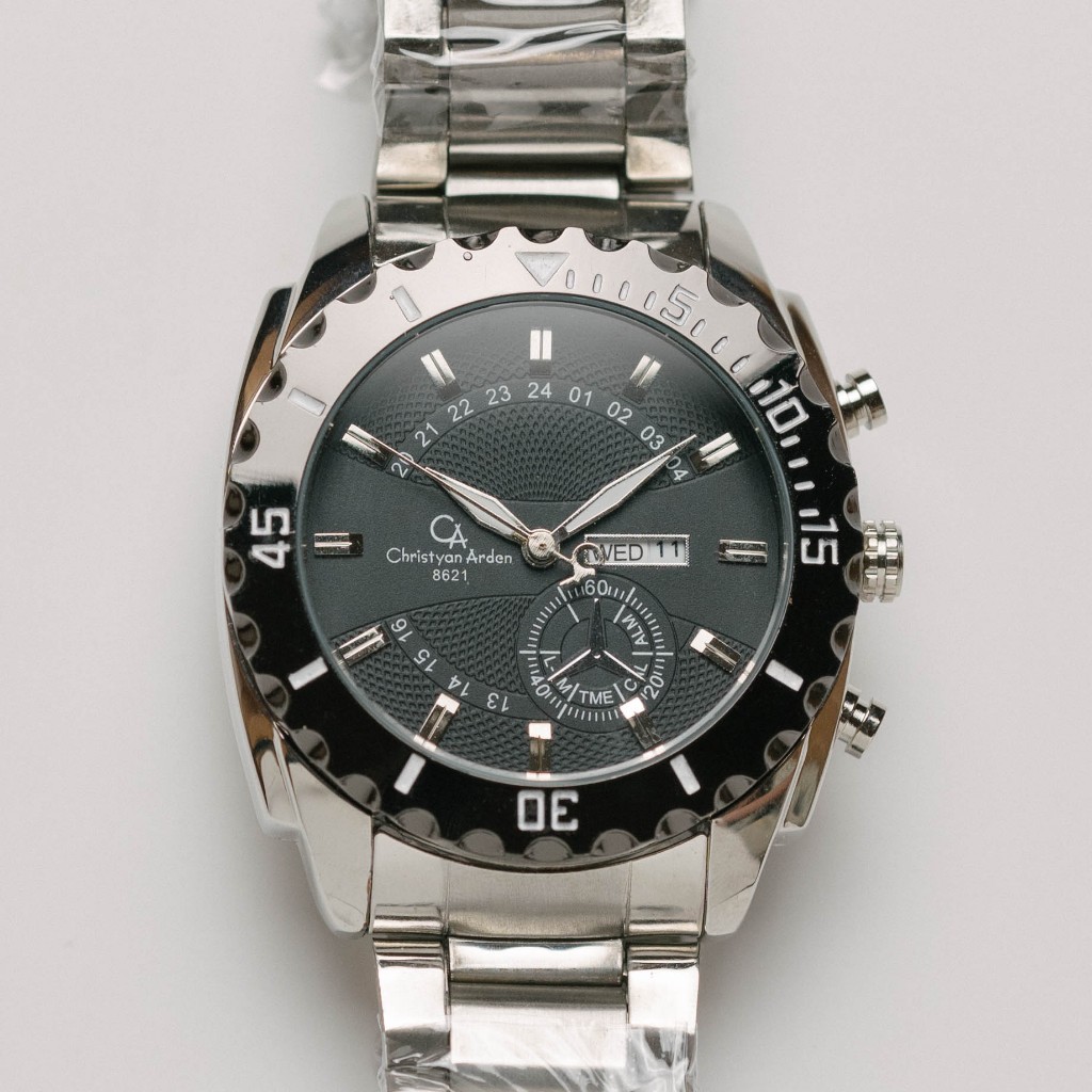 Jam Tangan Rantai Pria Christyan Arden Original DAY DATE EDITION CA8621 GTH - Black Dial (46mm) - Pe