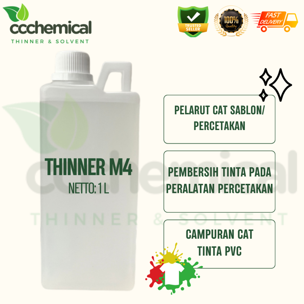 

Solvent M4 Sablon 1 Liter | Reducer Pengencer Minyak Cairan Cat Paint | Pembersih Prakarya Kerajinan Craft Kesenian