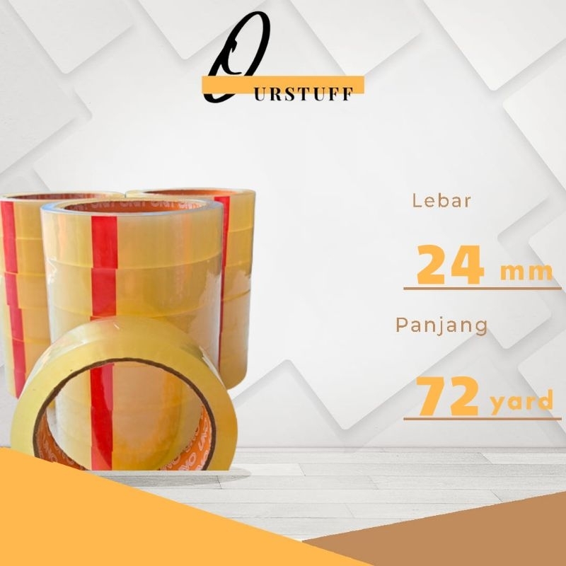 

Solatape , Lakban , Solatip Bening Merk Aura Ukuran 24 MM X 72 Yard Tebal Murah